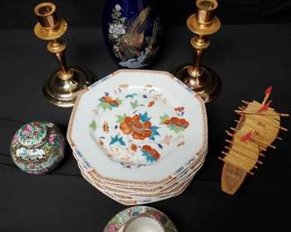 CT524VLimoges Hokusai Octagonal Luncheon Plates And More 