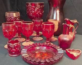 CT441L. E. Smith Glass Co. Ruby Red Moon  Star Pattern