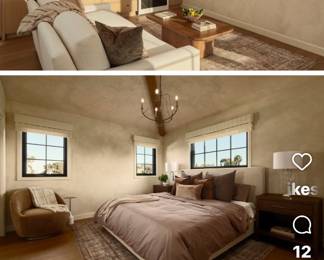 RH Only bed, Pillows, sofa and Coffee table