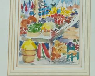 Festive market scene by Beth Eidleberg