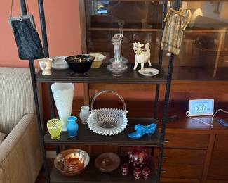 Antique dishes, hobnail glass