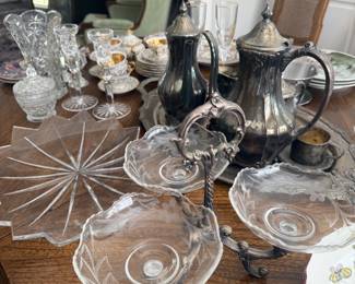 Crystal and Gorgeous silver playe coffee and tea set. 