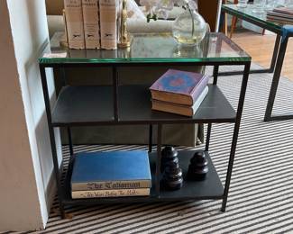 Metal and glass two tiered side tables (set of 2) $100 + tax