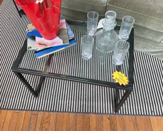 Metal and glass modern coffee table (has corner chipping) $25 + tax