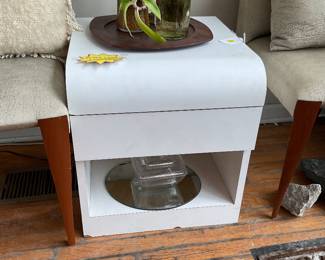 White side table with shelf and drawer storage $150 + tax