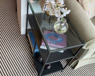 Metal and glass two tiered side tables (set of 2) $100 + tax