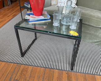 Metal and glass modern coffee table (has corner chipping) $25 + tax