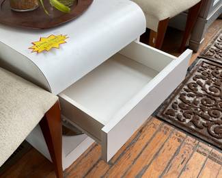 White side table with shelf and drawer storage $150 + tax