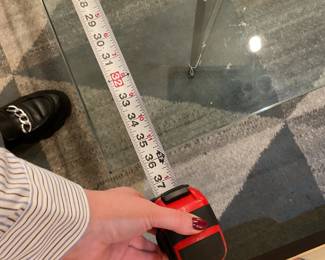 Glass top square coffee table with steel legs $125 + tax