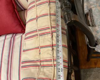 Vintage wood framed loveseat with striped cushions $4000 + tax