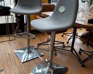 Set of two chrome a gray upholstered barstools with adjustable handle (set of 2) $350 + tax
