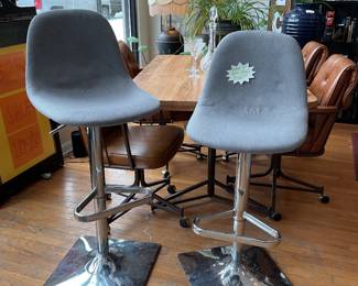 Set of two chrome a gray upholstered barstools with adjustable handle (set of 2) $350 + tax