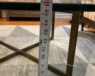 Glass top square coffee table with steel legs $125 + tax
