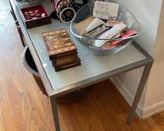 Metal and glass industrial style coffee table $25 + tax