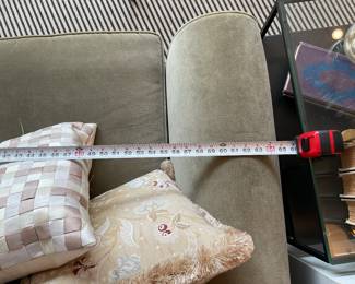 Sage green vintage velvet camelback loveseat $1000 + tax