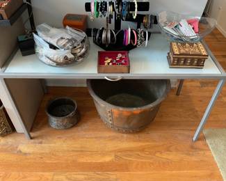Metal and glass industrial style coffee table $25 + tax