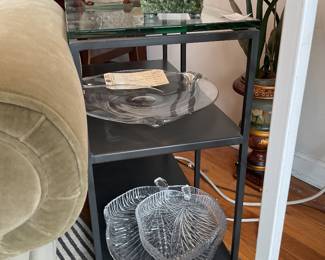 Metal and glass two tiered side tables (set of 2) $100 + tax