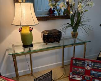Second floor, LaBarge Brass and Glass console.