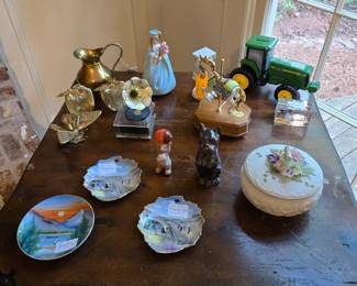 A few of the trinkets from 50's - 90's include John Deere, precious moments, brass ...