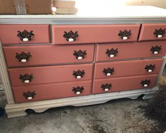 9 drawer solid wood "shabby chic" dresser/console/multi-use cabinet.
