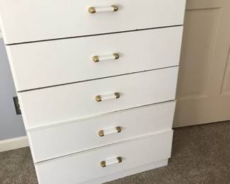 5 drawer white cabinet.