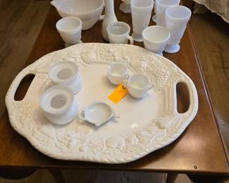 Milk Glass & platter