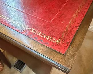 Vintage Mahogany Writing Desk with Red Leather Inlay