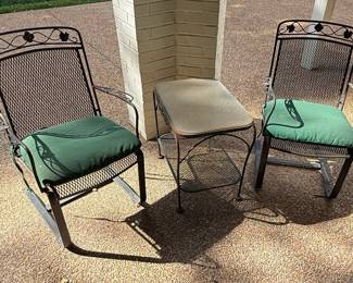 Woodard Style Wrought Iron Patio Set with Floral Accents