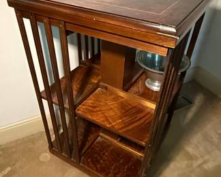 Burled Walnut Revolving Bookcase