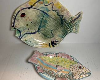 McKenzie-Childs "Victoria and Richard" Ceramic Fish Plates