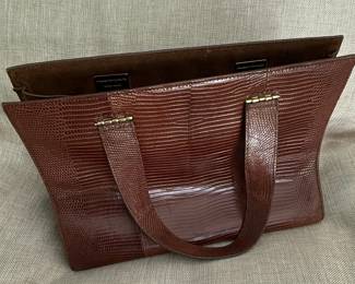 Giorgio Armani Lizard Embossed Leather Handbag