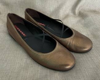 Prada Metallic Ballet Flats