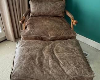 Lexington Leather Armchair and Ottoman