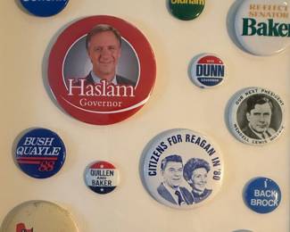 Political Campaign Button Collection Display