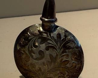 Victorian Silver Overlay Perfume Flask