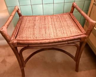 Vintage Rattan and Wicker Vanity Stool