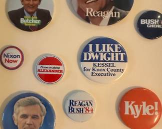 Political Campaign Button Collection Display