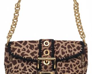 Prada Leopard Print Calf Hair Shoulder Bag B