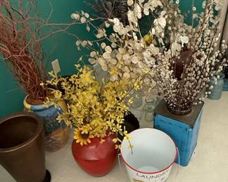 Decorative Dried Floral Arrangements and Vases