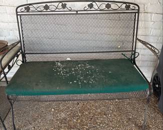 Woodard Style Wrought Iron Patio Set with Floral Accents