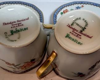 Theodore Haviland Paradise Pattern Teacup and Saucer Set