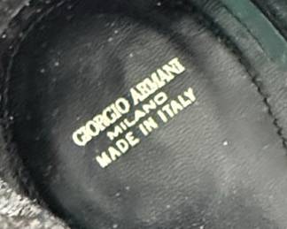 Giorgio Armani Milano Made in Italy Black Patent Leather and Mesh Lace-Up Shoes