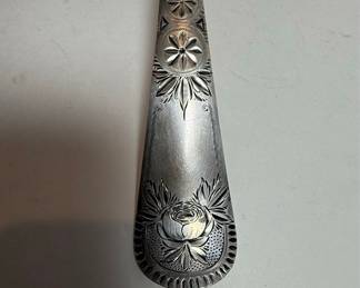 Sterling Silver Ladle with Rose and Star Engraving