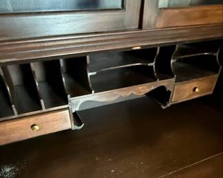 Chippendale Style Secretary Desk with Cabinet Top