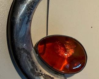 H.L. Zdanowscy Sterling Silver and Amber Brooch