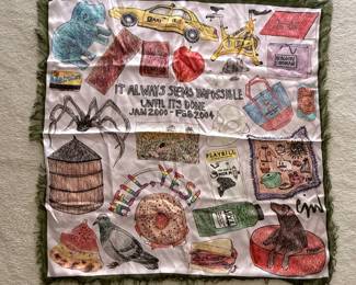 Christina J Wang Silk Chiffon Scarf "It Always Seems Impossible Until It's Done" Silk Scarf