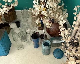 Decorative Dried Floral Arrangements and Vases