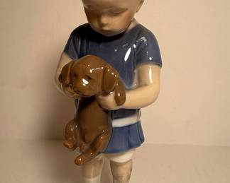 B&G Copenhagen Porcelain Figurine - Boy with Dog, Model 1747