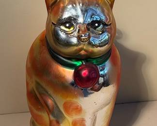 Department 56 "Fat Cat" Handblown Glass Ornament