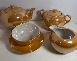 Peach Lusterware Tea Set